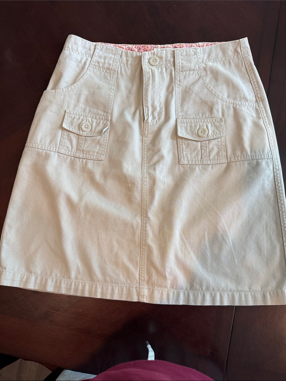100%cotton Beige A-Line Button Pocket Casual Skirt sz 8